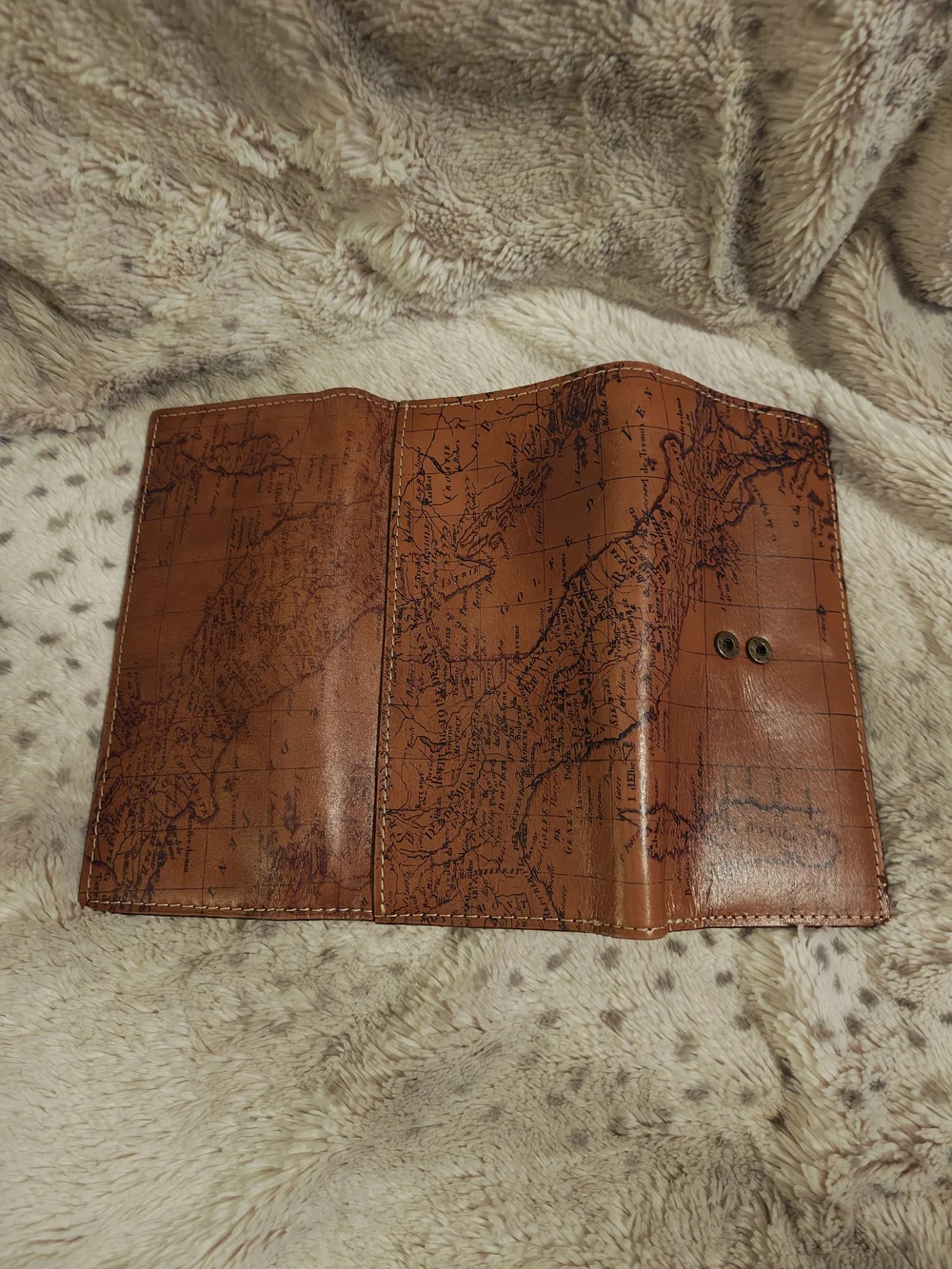 Patricia Nash Tan Map-Print Leather Wallet